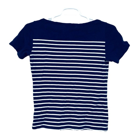 Ralph Lauren Blue Stripes T Shirt Size Large Lace‎ Up Tie Shoulders L - Picture 6 of 7